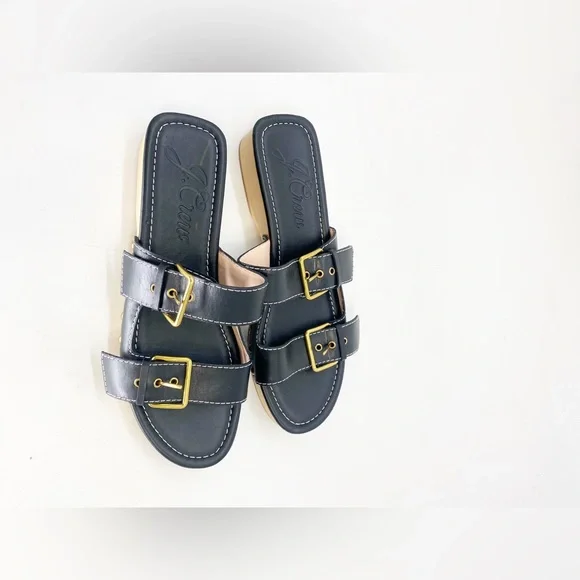 J Crew Leather Double Buckle Strap Sandal Sz 10 - Picture 3 of 6